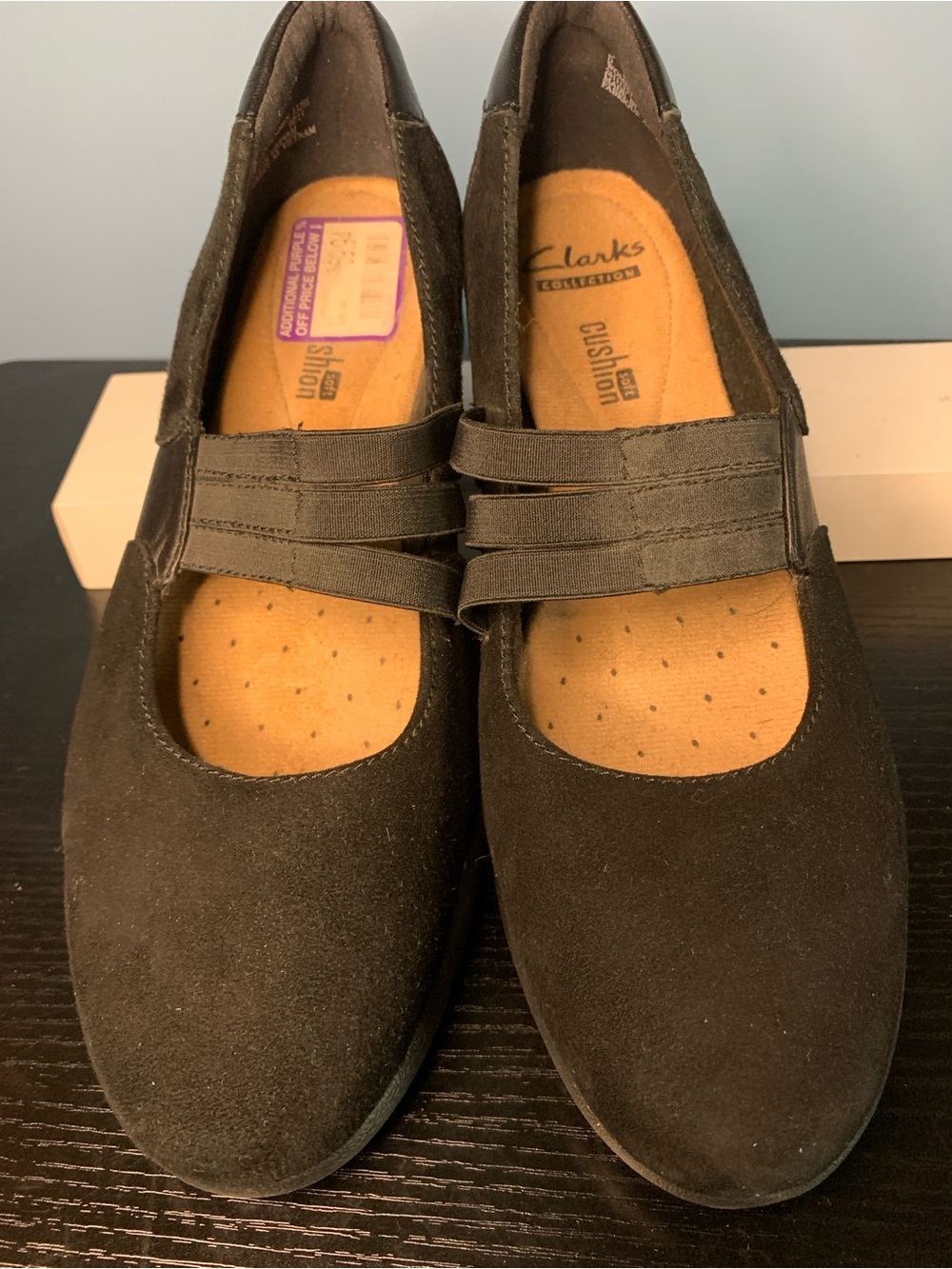 Clarks Black Suede Mary Jane Loafers
